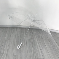 Parasol promotionnel cadeau pour femme, vente en gros, pas cher, PVC, impression personnalisée, pluie, poignée droite, mode, transparent, parapluie clair