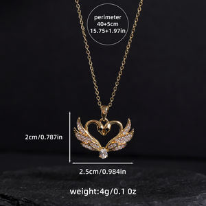 Collar con forma de cisne único corazón Zirconia chapado en oro cadena de eslabones de latón colgante collar fábrica venta al por mayor joyería - Product Image 6