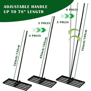 JH-Mech Niveleur <span class=keywords><strong>de</strong></span> pelouse avec plaque <span class=keywords><strong>de</strong></span> mise à la terre 30 "x 10" Outil <span class=keywords><strong>de</strong></span> niveau à long manche réglable <span class=keywords><strong>de</strong></span> 78 "pour <span class=keywords><strong>râteau</strong></span> <span class=keywords><strong>de</strong></span> nivellement <span class=keywords><strong>de</strong></span> pelouse en acier au carbone - Product Image 2
