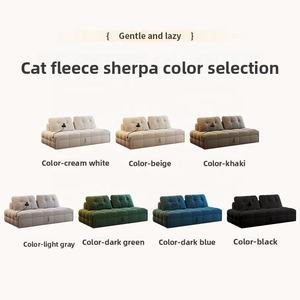 Sofá <span class=keywords><strong>Cama</strong></span> Estilo Crema, Sillón Individual <span class=keywords><strong>Plegable</strong></span>, Sofá <span class=keywords><strong>Puff</strong></span> de Lana de Cordero para Personas Perezosas, Sofá de Metal para Sala de Estar de Apartamentos Pequeños - Product Image 3