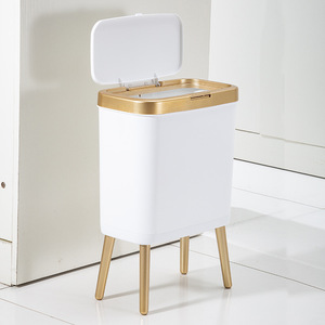 Cubo de Basura Cuadrado con Tapa de 30 cm, Verde Claro y Dorado, Cubo de Basura para Cocina Interior - Product Image 2