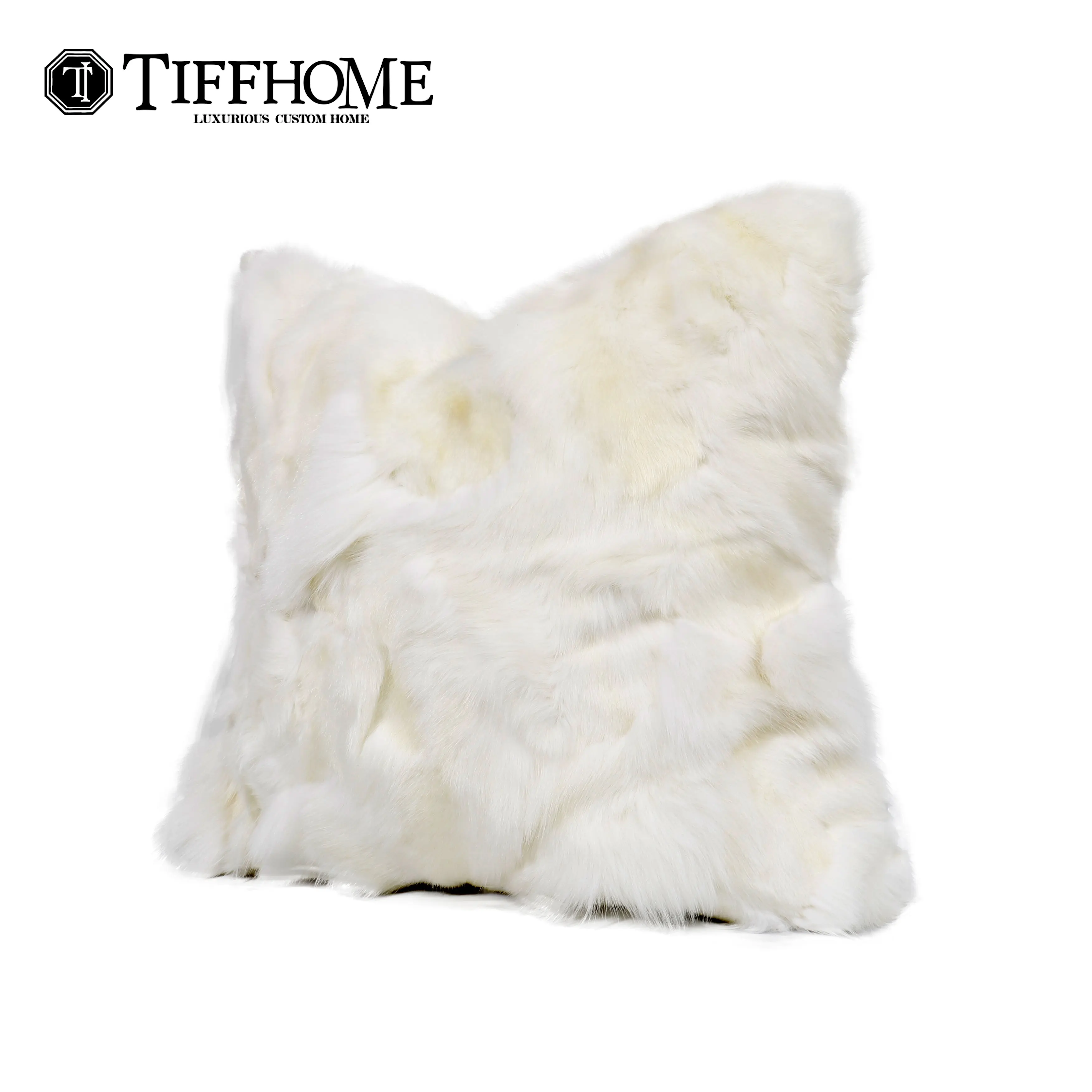Tiff Home Etiqueta privada personalizada 45*45Cm Funda extraíble de piel de zorro blanco Funda de cojín de gama alta