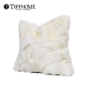 Capa de almofada removível Tiffany Home de marca própria personalizada 45*45 cm de pele de raposa branca High-End