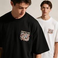 T-shirt graphique SEED CLUB personnalisé à imprimé bière, manches courtes, 100 % coton, coupe oversize, éco-responsable, streetwear décontracté pour homme