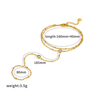 Delicadas Pulseras de Anillo para el Dedo <span class=keywords><strong>con</strong></span> Cuentas de Circonita Cúbica Brillante, de Acero Inoxidable 316L, Chapadas en Oro PVD de 18K, Resistentes al Agua y que No se Deslustran - Product Image 6
