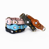 Collar para Perro con AirTag, Ajustable, al por Mayor, Personalizado, de Cuero Vegano Reciclado, Estilo Occidental, de Lujo, con Lazo, para Mascotas