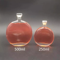 Transparante 250ml 500ml platte ronde bolvormige glazen flessen, lege glazen flessen voor fruitwijn, koude koffie