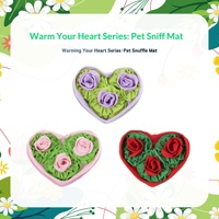 Tapis de désodorisation pour animaux de compagnie de la série Warm Your Heart avec éléments floraux en forme de rose pour chats et chiens, jouet éducatif pour une alimentation lente