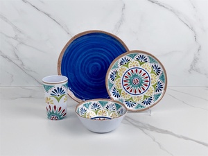 Chất lượng cao melamine sành sứ đặt dinnerwares nhựa đặt bữa ăn tối màu xanh tấm Dinner <span class=keywords><strong>Ware</strong></span> - Product Image 4
