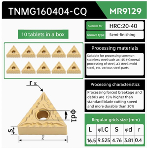 Mrcm TNMG160404-CQ tnmg 1604 CNC máy tiện công cụ công cụ biến indexable bê tông tungsten <span class=keywords><strong>carbide</strong></span> chèn chèn cho thép - Product Image 2