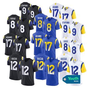 Jersey Juvenil de Alta Calidad de Los Ángeles 12 Puka Nacua 17 <span class=keywords><strong>Davante</strong></span> <span class=keywords><strong>Adams</strong></span> 9 Stafford 8 #   Camisetas de Fútbol Americano con Logotipo - Product Image 1