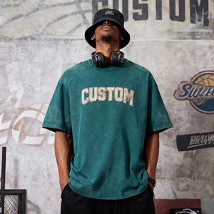 Camisetas Personalizadas Extra Grandes para Hombre al por Mayor - 280 g/m² Algodón Tejido Premium con Estampado por Sublimación en la Parte Posterior del Cuello, Diseño Ecológico con Letras - Product Image 4