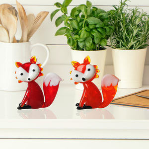 Juego de 2 Figuras Decorativas de Cristal con Forma de Zorro, Color Rojo, Ecológicas, para Decoración del Hogar y Oficina - Product Image 4