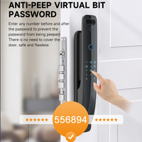Cerradura Inteligente para Puerta con Reconocimiento Facial y Manija, para Puertas de Aluminio y Madera, Batería de Litio de 4200mA, WiFi, Cámara y App Tuya