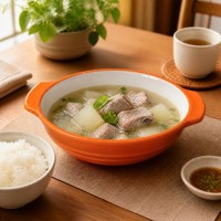 Bol à soupe en mélamine brillant à double poignée, côtelé, orange et blanc, empilable, incassable, sans BPA, qualité alimentaire, vente en gros