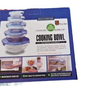 モダンなデザインの5ピースセットガラス蓋インスタント麺調理耐熱フレッシュサラダ/ボウル用パーティー用 - Product Image 5