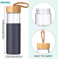 550ml 붕규산 유리 물병 실리콘 슬리브 대나무 뚜껑 포함