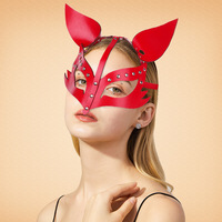 Masque de renard en cuir PU pour cosplay, accessoire de fête, demi-masque de mascarade sexy, semi-fait main, pour l'exportation