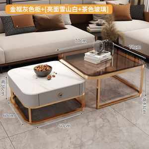 Mesa de Centro Extensible de Lujo <span class=keywords><strong>2025</strong></span>, Moderna, de Acero Inoxidable y Vidrio, con Tapa de Mármol, Estilo Cuadrado, Juego de Sala de Estar - Product Image 5