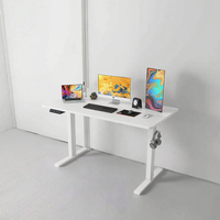 Bureau debout électrique ergonomique réglable avec cadre en acier inoxydable, plateau en bois, design moderne en forme de L, 2 poches de rangement latérales pour