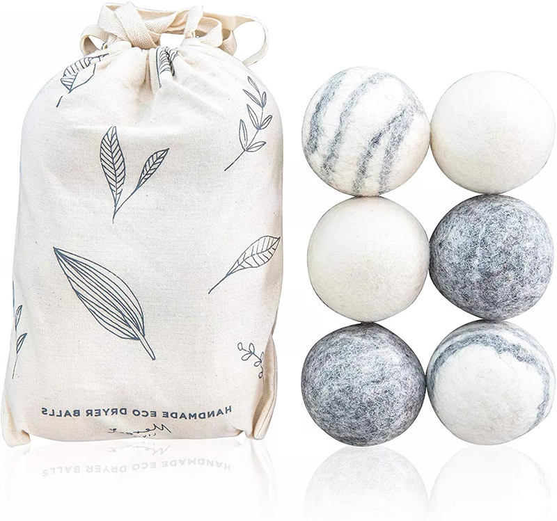 Boules de sèche-linge en feutre 100% biologique de nouvelle-zélande, adoucisseur de tissu naturel réutilisable et personnalisé