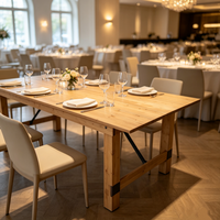 Table de salle à manger pliable en bois de pin pour l'intérieur et l'extérieur, idéale pour les mariages, les hôtels et les événements