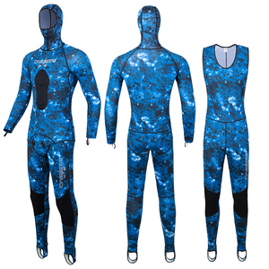 DIVESTAR XL Ukuran Dewasa Super Stretch 0.5mm Biru Merah Camo Setelan Spearfishing Berkualitas Tahan Air Berkerudung untuk Menyelam dan Berenang - Product Image 3