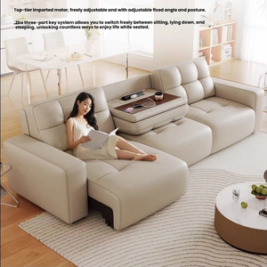 Canapé-lit électrique en <span class=keywords><strong>cuir</strong></span> véritable, style italien minimaliste, avec télécommande, canapé en <span class=keywords><strong>cuir</strong></span> rétractable - Product Image 5