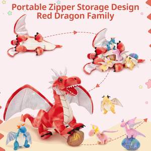 7 Stück Dragon Plüsch Kuscheltier Set 22 Red Dragon Toy Girls Große Gefüllte Dragon Geburtstags dekoration 4 Babys 2 Eier - Product Image 3