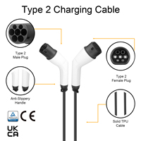 Nouveau câble de charge pour véhicules électriques Type 2 vers Type 2 32A monophasé normes IEC 62196-2 7kW/22KW 5m Chargeur de voiture électrique