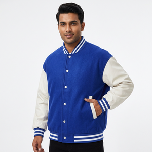 Vestes universitaires personnalisées en laine et cuir pour hommes, style bomber, avec logo brodé en chenille, unisexe - Product Image 1