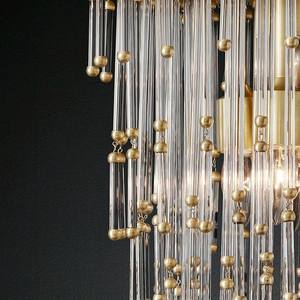 Lámpara de Araña <span class=keywords><strong>Adai</strong></span> de Cristal Transparente en Forma de Cascada, Araña de Latón Antiguo, Lámpara de Decoración de Lujo para Hotel y Auditorio - Product Image 4