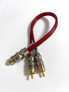 สายสัญญาณเสียง RCA แบบถักคุณภาพสูง พร้อมขั้วต่อชุบทองแบบ 2 ตัวผู้ 1 ตัวเมีย  พร้อมการป้องกันสัญญาณรบกวนแบบสองชั้น - Product Image 1
