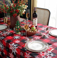 Nappe rectangulaire de Noël à carreaux Buffalo Flocons de neige Nappe à carreaux noirs et rouges pour fête, réunions de famille