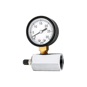 Gas Test Pressure Gauge with 3/4'' FNPT Test Valve Adapter 0-30 PSI Steel Housing Pressure Gauge