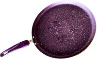 Poêle à dosa, poêle à frire et poêle à crêpes en aluminium antiadhésif avec base à induction et couvercle en verre, lot de 4 - Violet