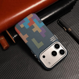 Custodia Magnetica con Motivo <span class=keywords><strong>Tetris</strong></span> Retrò per iPhone 17 16 Pro Max, Cover Antiurto con Texture in Fibra di Carbonio - Product Image 2