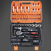 Jeu de clés à douilles 108 pièces en acier CR-V, kit de douilles à cliquet SAE et métriques pour la réparation automobile et moto, outils à main