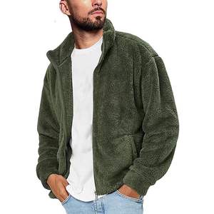 Custom Logo Wholesale Men's High Quality Solid Color <b>Winter</b> Sherpa <b>Fleece</b> Jackets Outdoor Long Sleeve Zip - Product Image 2