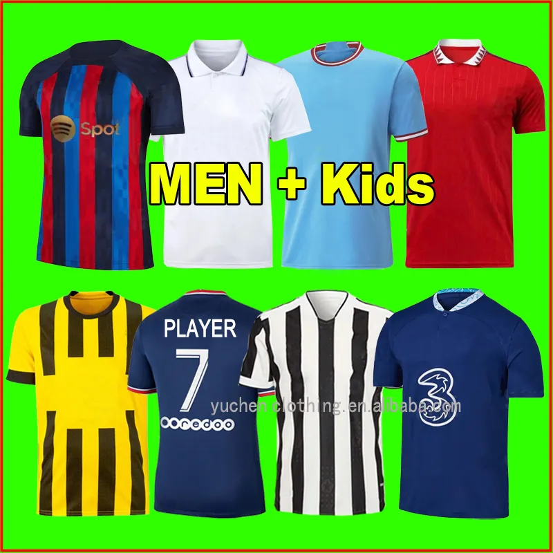 Wholesale 22/23 New Season Soccer Jersey Football Shirts Black Red Stripe Thailand Quality Soccer Jersey For Men