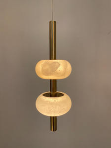 Éclairage personnalisé de luxe lustre suspendu en laiton pour chambre à coucher en marbre rond albâtre pour salon hôtel villa - Product Image 3