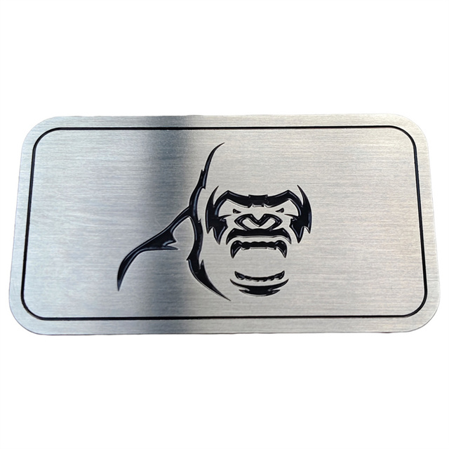Custom Brushed Aluminum Nameplate - Printed Logo Contact Info Metal Label