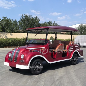 Voiture de tourisme électrique classique vintage 6-8 places rouge à toit ouvert design rétro - Product Image 4