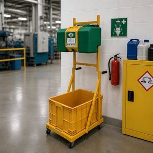 Estación de Lavado de Ojos Portátil de 30L con Carro, Fuente de Emergencia Móvil de Acero Inoxidable 304SS para Fábrica y Laboratorio, ANSI - Product Image 6
