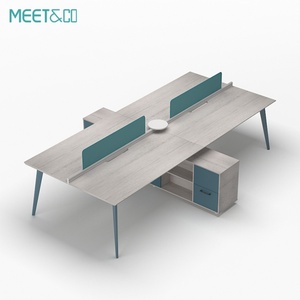 Système de bureaux modulaires modernes en bois, postes de travail serpentin pour centres d'appels, mobilier de style panneau - Product Image 3