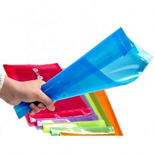 PAPER Plastic Document Wallets with Button and String Tie Closure <b>Large</b> Booklet <b>Envelope</b> Assorted Primary Colours 6 Pack - Product Image 5