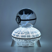 Nouveauté boule de cristal gravée 3D veilleuse avec image de dessin animé pour Noël Pika Kawaii boule de cristal de dessin animé japonais