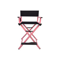Chaise de directrice de maquillage à dossier complet rose professionnelle personnalisée en aluminium chaise de directrice haute pliante pour l'extérieur avec appui-tête