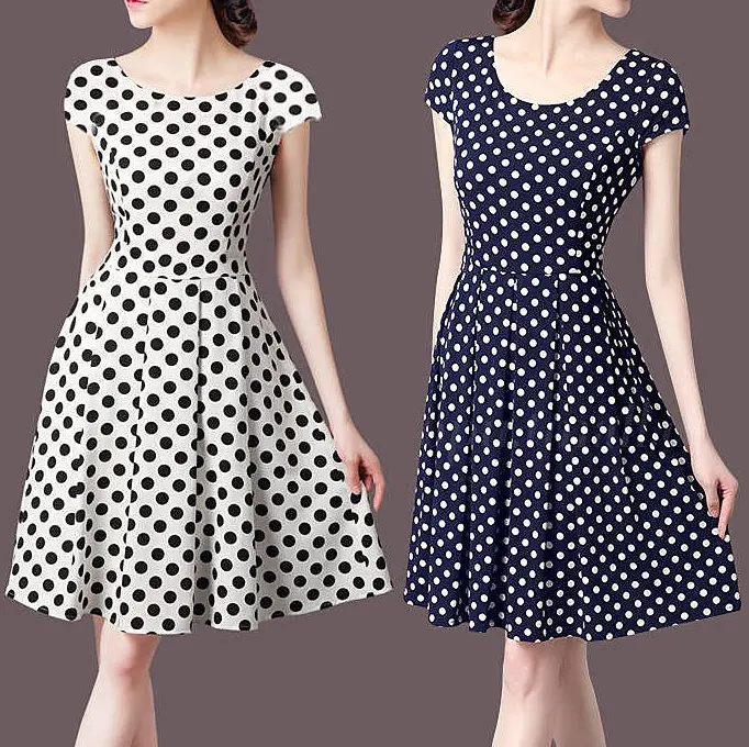 2021 fashion dresses ladies elegant polka dot design A-Line casual woman dress
