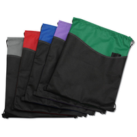 Sac à dos personnalisé en polyester avec logo, patchwork et cordon de serrage, avec poche en filet pour le basketball, la corde à sauter, les étudiants, la gym et les sports